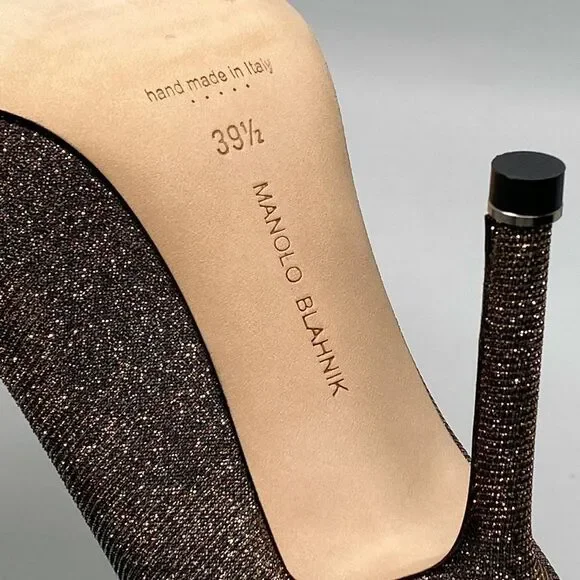 Manolo Blahnik Hangisi 105 Embellished Shimmer Pumps size 39.5 - Picture 14 of 14